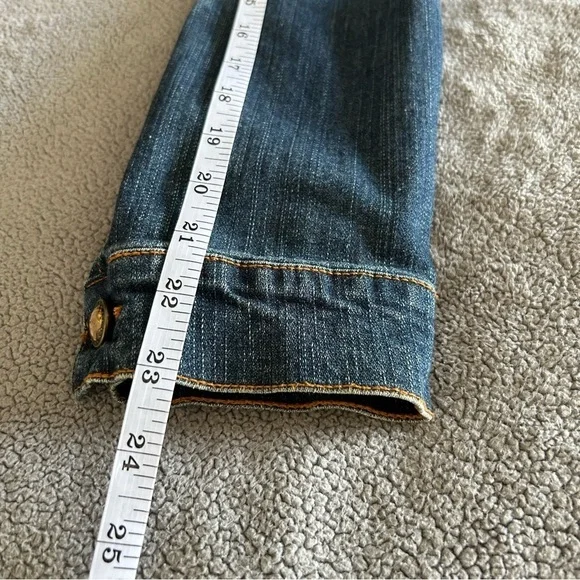 Mixit Cropped Dark Blue Faded Denim Jacket with Jewel Buttons - Picture 6 of 6